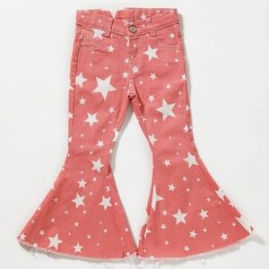 Kids Star Print Pink Flared Jeans